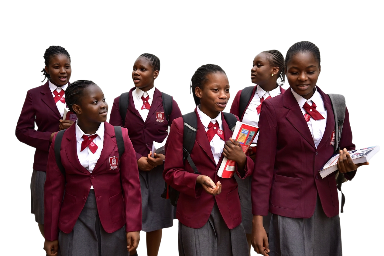 A couple of students wearing uniforms.